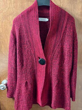 Willow Red and Black Marbled Knit cardigan jacket Size S